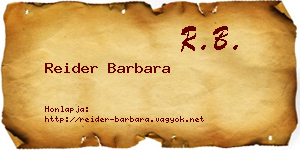 Reider Barbara névjegykártya